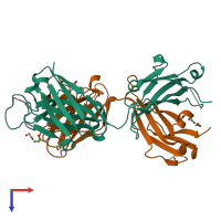 PDB entry 8fa8 coloured by chain, top view.