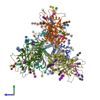 PDB entry 8fad coloured by chain, side view.