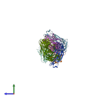 PDB entry 8fb5 coloured by chain, side view.