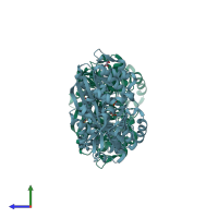 PDB entry 8fbz coloured by chain, side view.