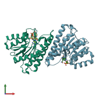 PDB entry 8fd8 coloured by chain, front view.