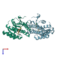 PDB entry 8fd8 coloured by chain, top view.