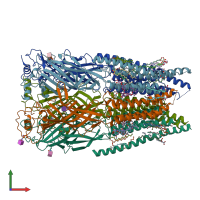 PDB entry 8fe1 coloured by chain, front view.