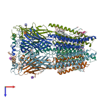 PDB entry 8fe1 coloured by chain, top view.