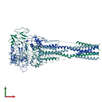 PDB entry 8fel coloured by chain, front view.