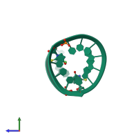 PDB entry 8feq coloured by chain, side view.