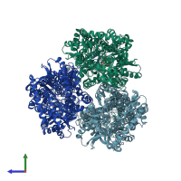 PDB entry 8ffs coloured by chain, side view.