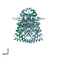 PDB entry 8fgf coloured by chain, side view.