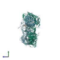 PDB entry 8fho coloured by chain, side view.