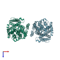 PDB entry 8fht coloured by chain, top view.