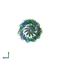 PDB entry 8fk7 coloured by chain, side view.