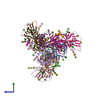 PDB entry 8flw coloured by chain, side view.