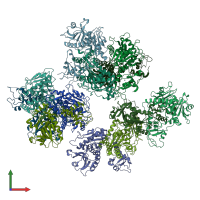 PDB entry 8fm1 coloured by chain, front view.