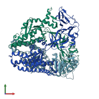 PDB entry 8fmy coloured by chain, front view.