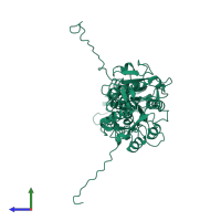 PDB entry 8foy coloured by chain, side view.