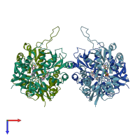 PDB entry 8fpc coloured by chain, top view.