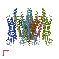 PDB entry 8fpg coloured by chain, top view.