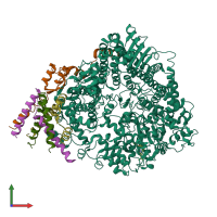 PDB entry 8fpi coloured by chain, front view.