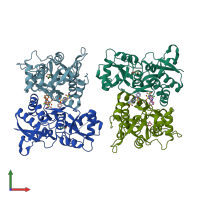 PDB entry 8fqg coloured by chain, front view.