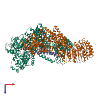 PDB entry 8fvu coloured by chain, top view.