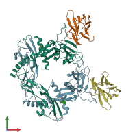 PDB entry 8fxs coloured by chain, front view.