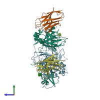 PDB entry 8fxs coloured by chain, side view.
