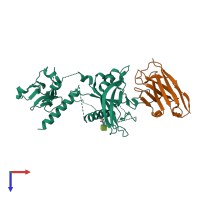 PDB entry 8fxv coloured by chain, top view.