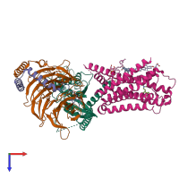 PDB entry 8fy8 coloured by chain, top view.