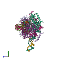 PDB entry 8fyd coloured by chain, side view.