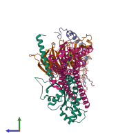 PDB entry 8fyx coloured by chain, side view.