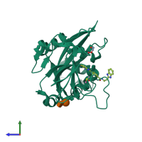 PDB entry 8fyy coloured by chain, side view.