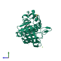 Monomeric assembly 2 of PDB entry 8g6a coloured by chemically distinct molecules, side view.