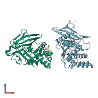 PDB entry 8g6a coloured by chain, front view.