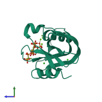 PDB entry 8g9c coloured by chain, side view.