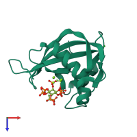 PDB entry 8g9c coloured by chain, top view.