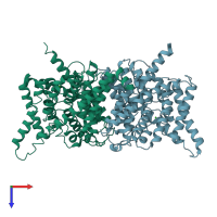 PDB entry 8ga3 coloured by chain, top view.