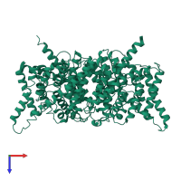 H(+)/Cl(-) exchange transporter ClcA in PDB entry 8ga3, assembly 1, top view.