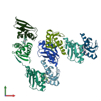 PDB entry 8gbk coloured by chain, front view.