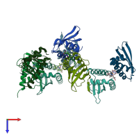 PDB entry 8gbk coloured by chain, top view.