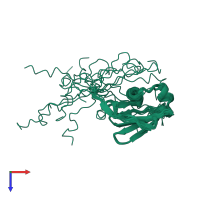 PDB entry 8gdg coloured by chain, ensemble of 20 models, top view.