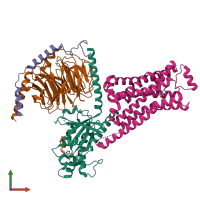 PDB entry 8gfx coloured by chain, front view.