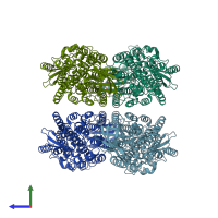 PDB entry 8ghe coloured by chain, side view.