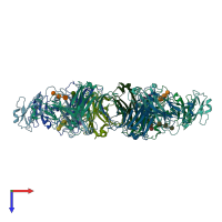 PDB entry 8ghz coloured by chain, top view.