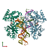 PDB entry 8gis coloured by chain, front view.