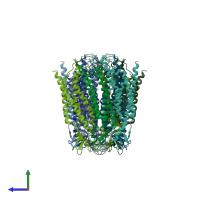 PDB entry 8gnb coloured by chain, side view.
