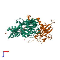 PDB entry 8gt3 coloured by chain, top view.