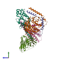 PDB entry 8guq coloured by chain, side view.