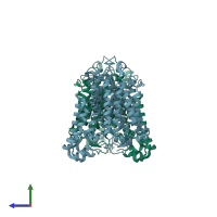 PDB entry 8gvc coloured by chain, side view.