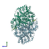 PDB entry 8gvh coloured by chain, side view.
