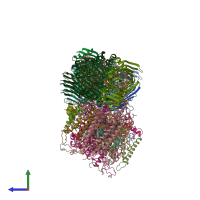 PDB entry 8gwa coloured by chain, side view.